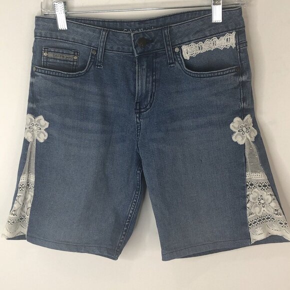 Calvin Klein Pants - Calvin Klein Denim Shorts Size 4 City Short Eyelet Lace Bermuda Walking Travel
